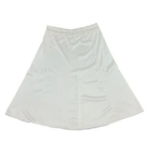 VINTAGE 1970s Ivory Lace Trim Slip Skirt Small-Medium